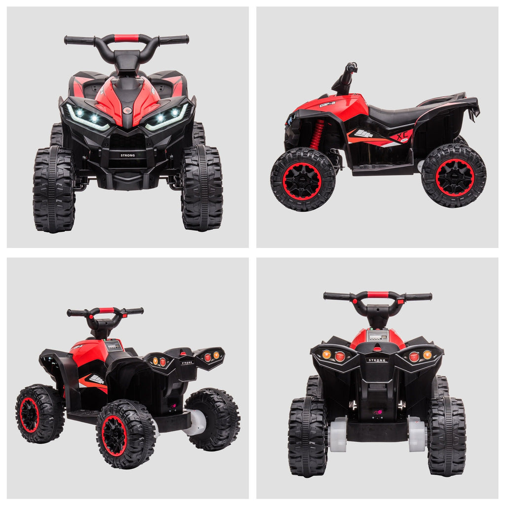 Easycomfort Quad Elettrico per Bambini 12V, 2 Velocità, Ruote Larghe with Sospensioni e Fari LED, Età 3-5 Anni, Rosso