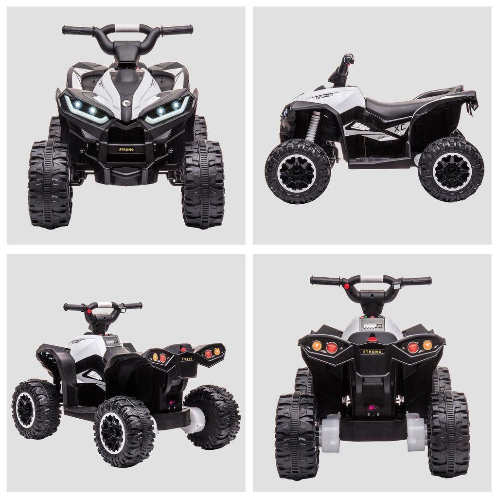 Easycomfort Quad per Bambini 3-5 Anni Elettrico 12V, 2 Velocità, Ruote Larghe with Sospensioni e Fari LED, white