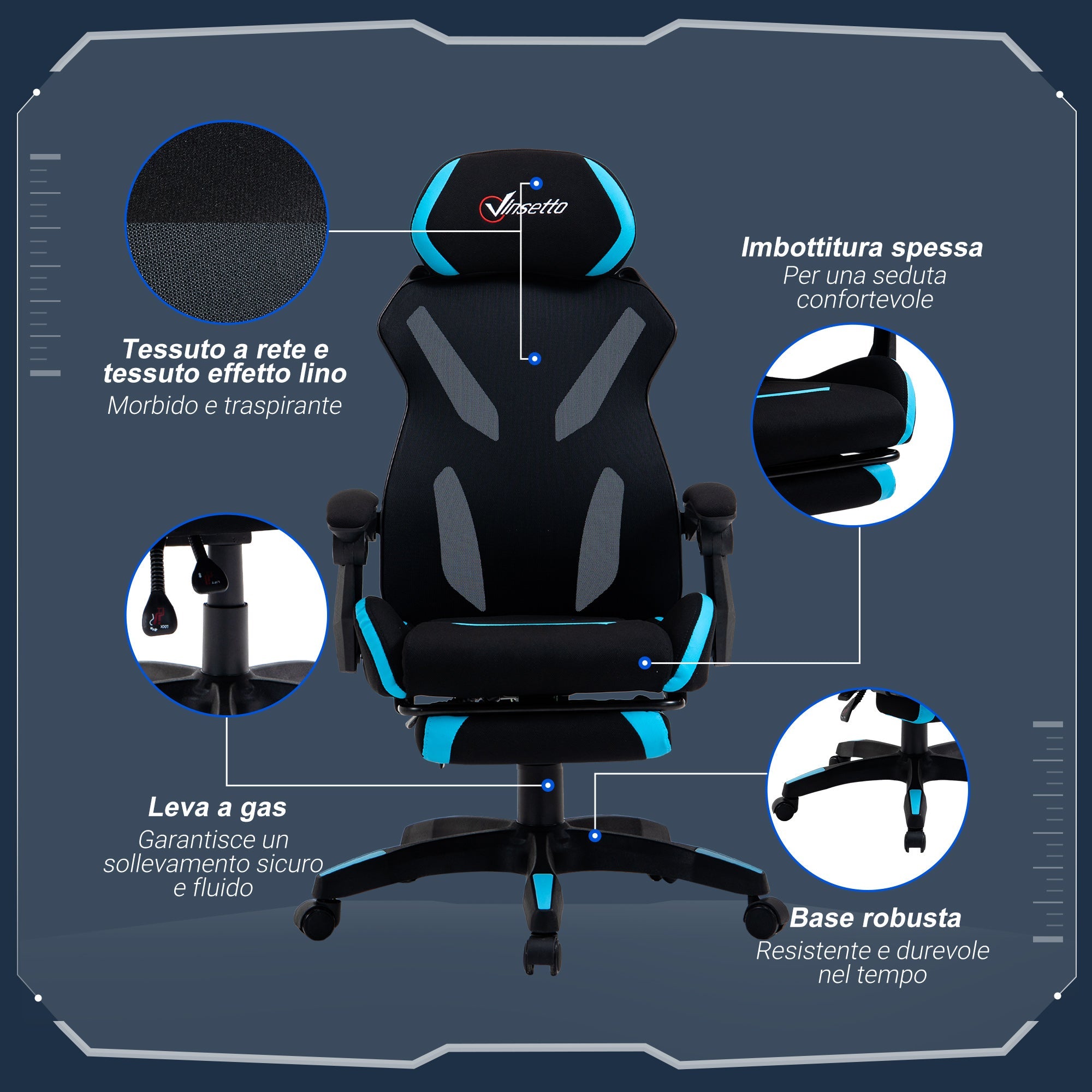 EasyComfort gamingstoel met lendensteun 65x65x119-129 cm