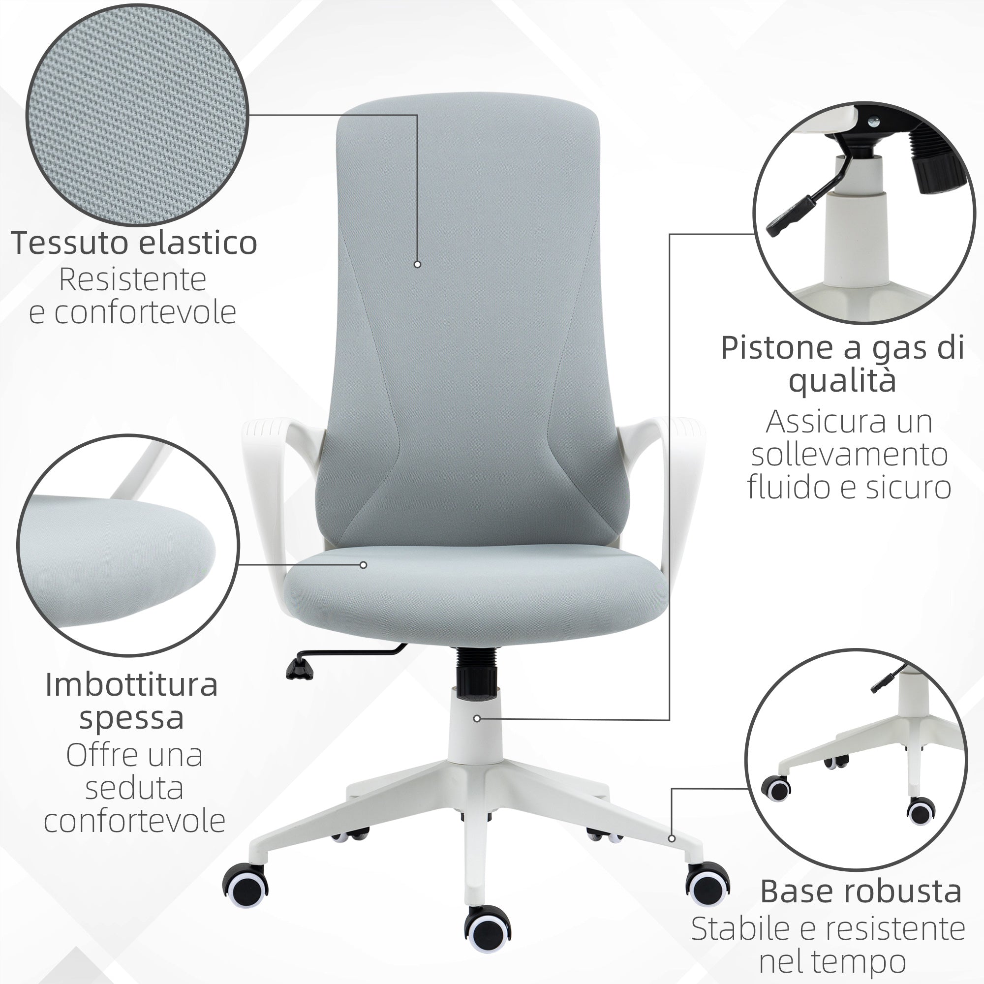 Easycomfort Sedia da Ufficio Ergonomica with Altezza Regolabile e Funzione di Inclinazione, 62x56x110-119.5 cm