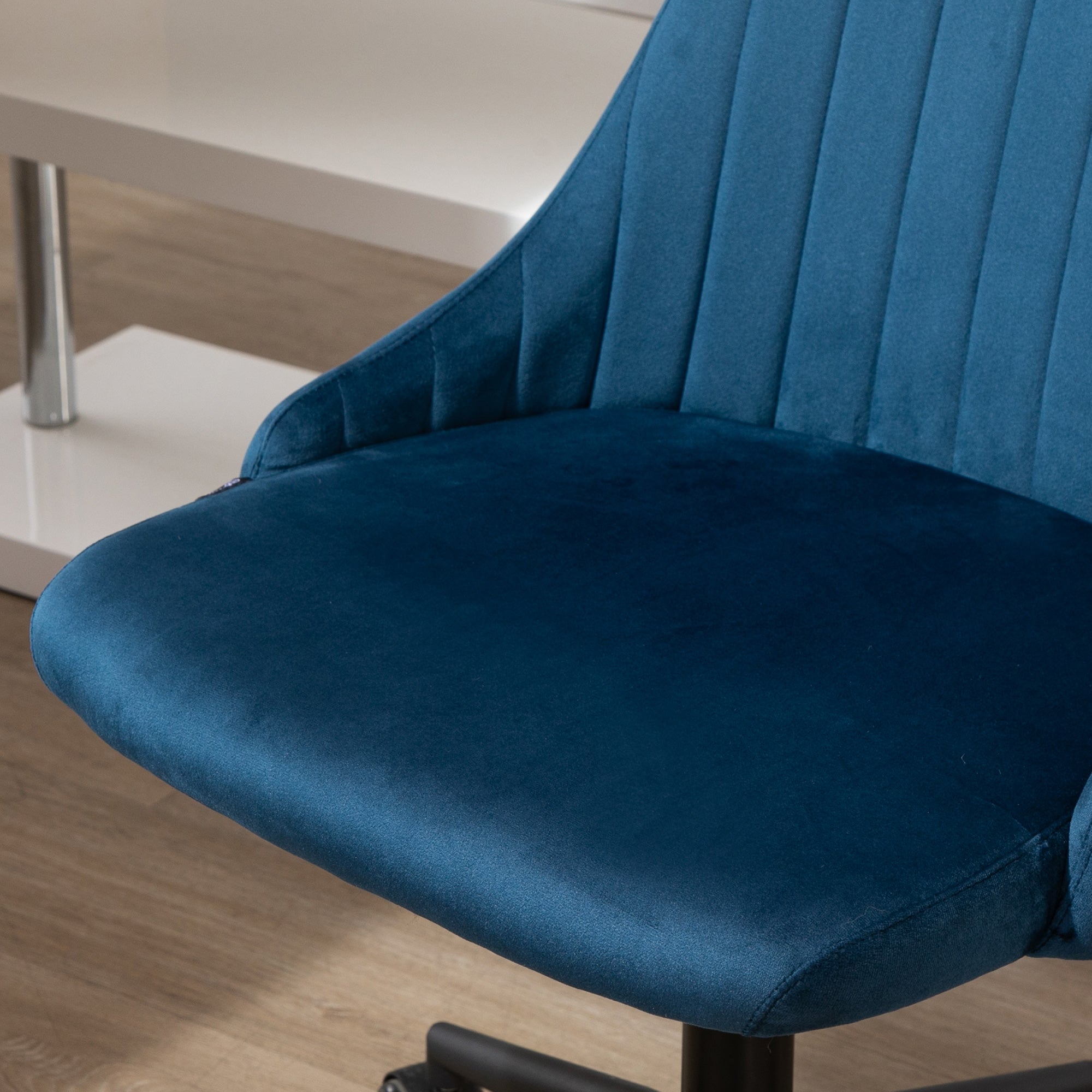 Easycomfort Sedia da Ufficio in Velluto Blu with Altezza Regolabile, Sedia Ergonomica Girevole a 360° e Ruote, 50x58x77-87cm