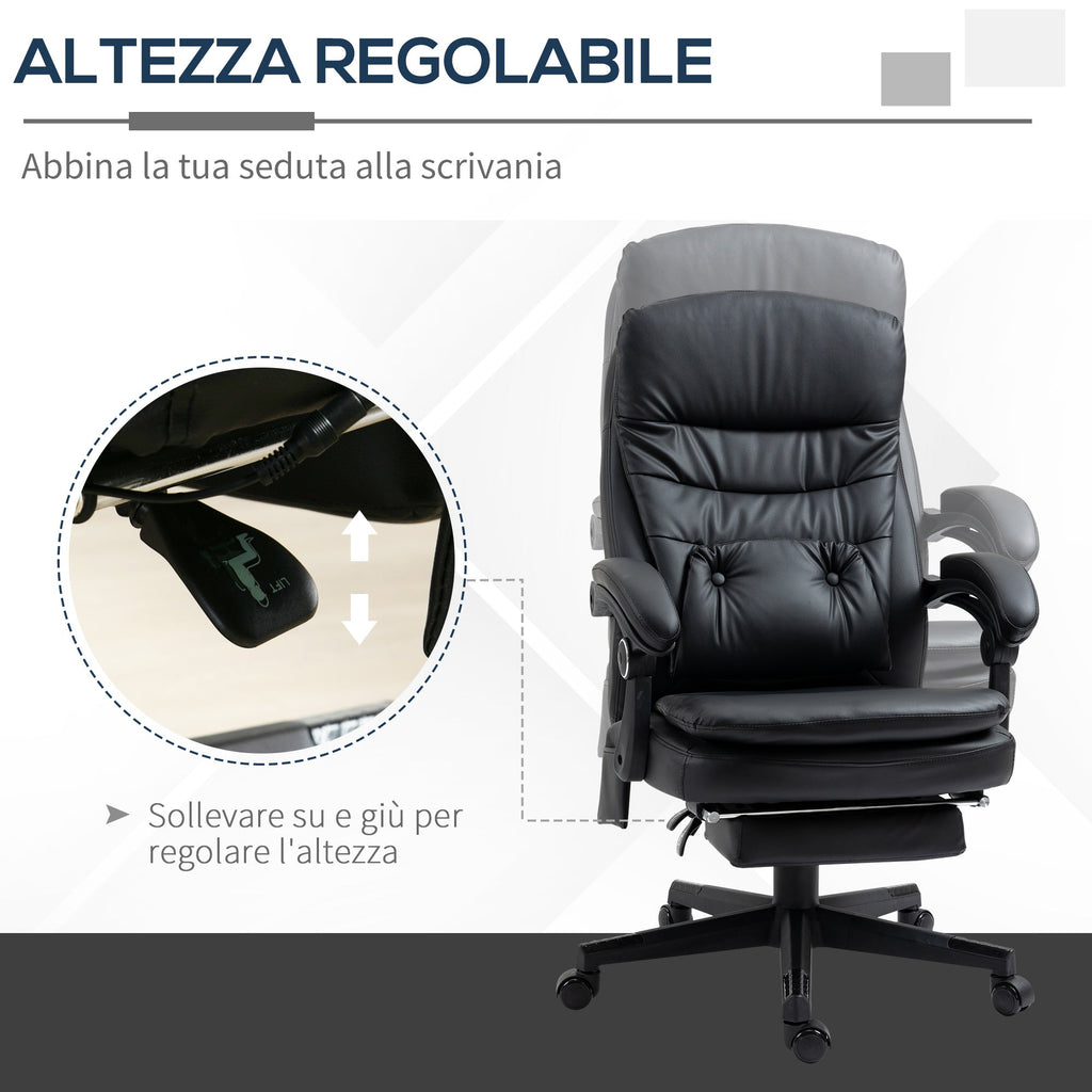 EasyComfort bureaustoel met massage, kunstleer, zwart, 64x69x107-115 cm