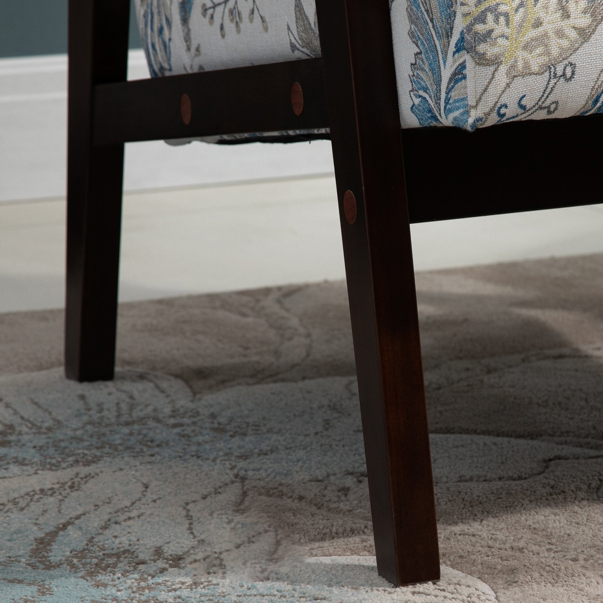 Easycomfort Sedia per Soggiorno Poltroncina Imbottita with Braccioli in Legno e Tessuto Traspirante per Casa e Ufficio, a Fiori, 68.5x78.5x75cm