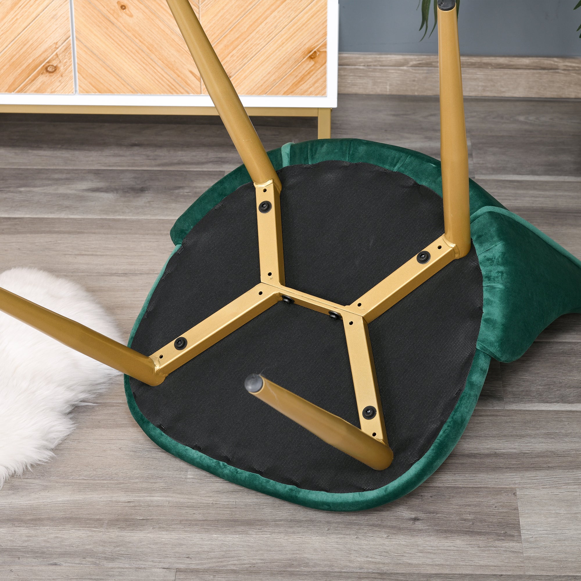 EasyComfort Set 2 Sedie da Pranzo Moderne e Imbottite da Salotto, per Soggiorno e Cucina, schienali ergonomici e gambe in legno, Verde