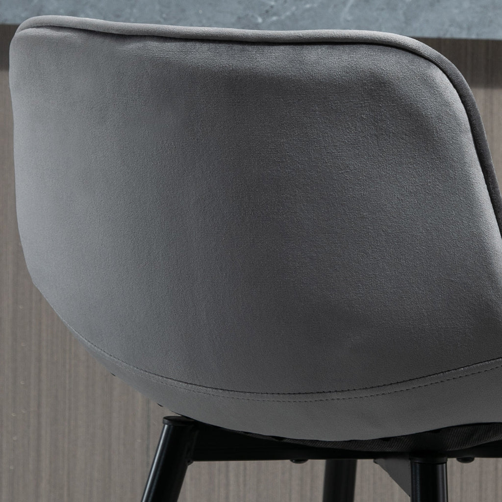 EasyComfort Set 2 Sgabelli Alti da Bar with Sedie Imbottite e Poggiapiedi Stile Nordico, with schienale in Velluto, 45x47x88cm, Grigio