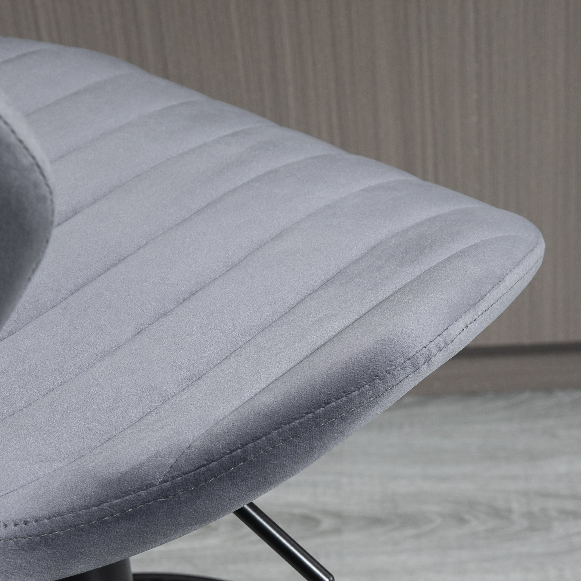 Easycomfort Set 2 Sgabelli da Bar ad Altezza Regolabile with Seduta Ergonomica e Poggiapiedi, Sgabelli Alti in Effetto Velluto e Metallo, 47x51.5x92-114 cm, Grigio