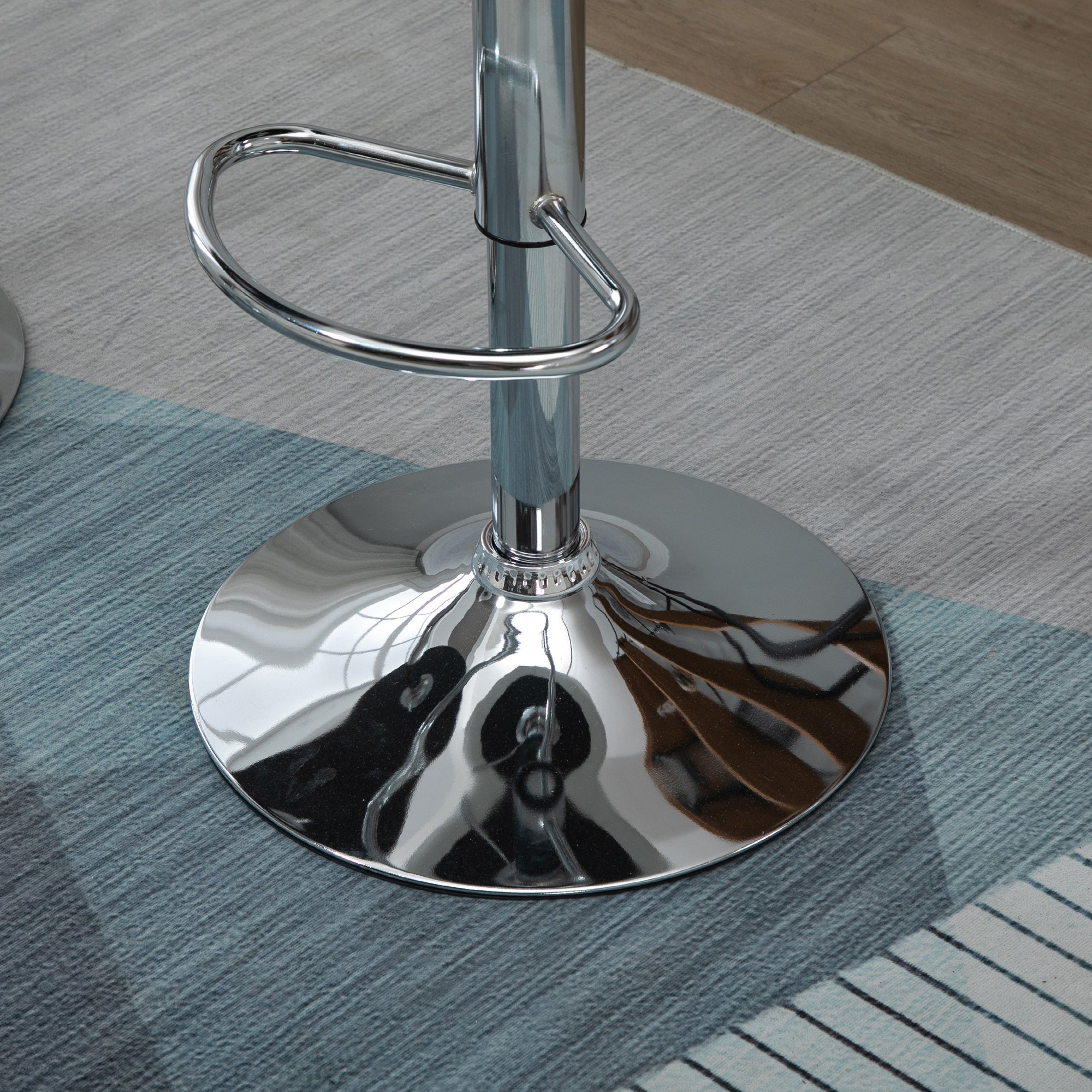Easycomfort Set 2 Sgabelli da Bar, Altezza Regolabile with Base in Metallo e Seduta in Pelle PU, Sgabelli Moderni with Schienale e Poggiapiedi, 46x48x83-104cm, white