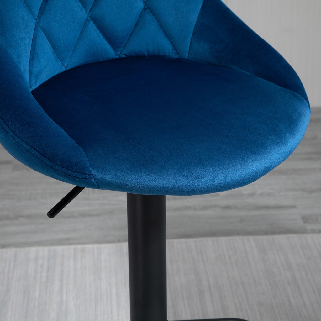 EasyComfort Set 2 Sgabelli Alti da Cucina e bar Moderno with Schienale e Poggiapiedi, Seduta girevole e regolabile, 46x48x83-104cm, Blu