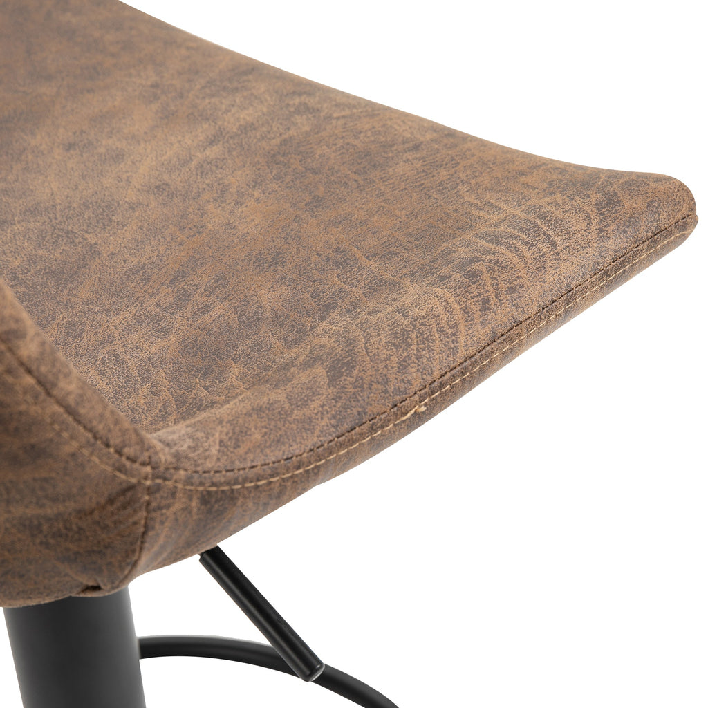 EasyComfort Set 2 Sgabelli Alti da Bar in Stile Industriale with Schienale, Poggiapiedi e Altezza Regolabile, Sedia in Microfibra, Marrone