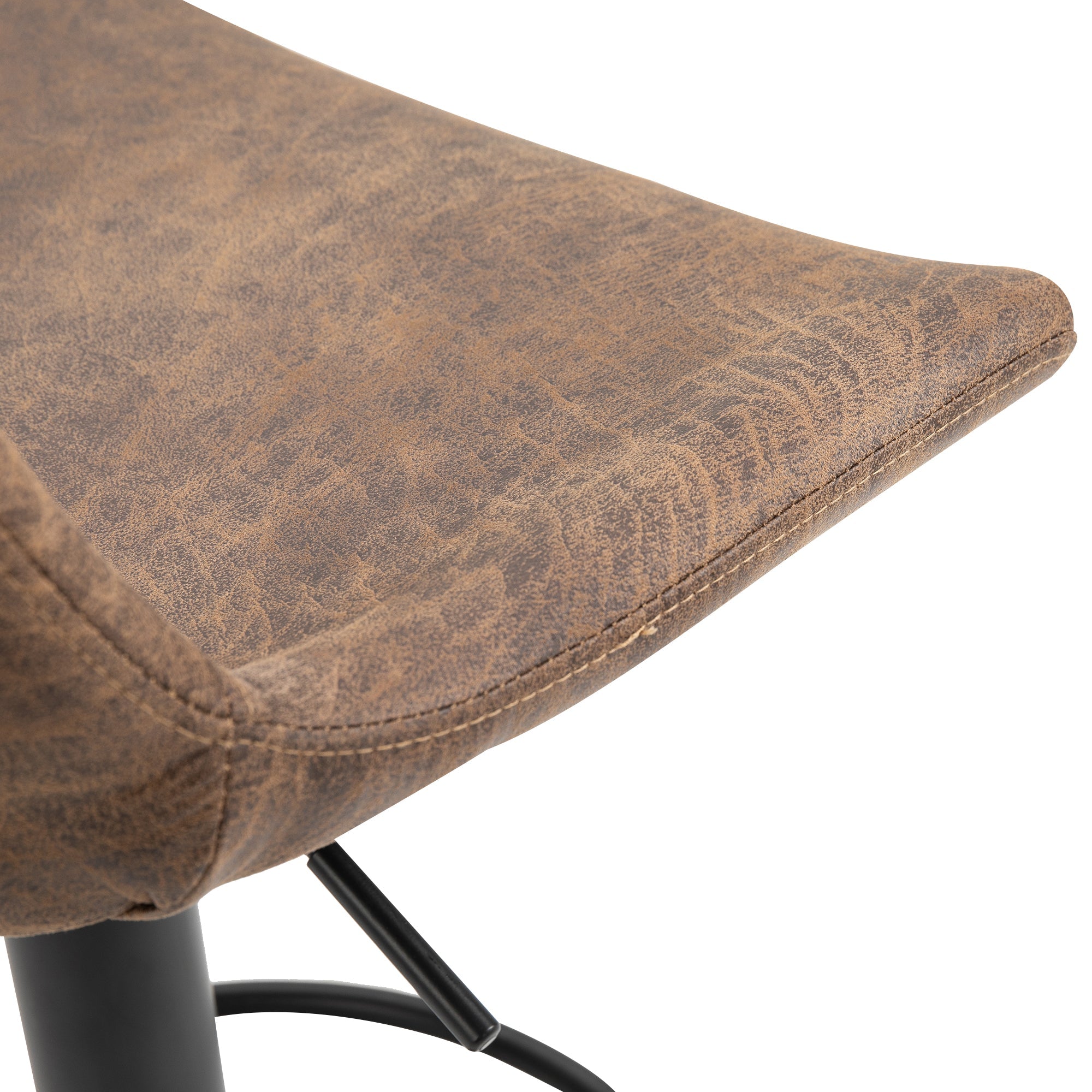 EasyComfort Set 2 Sgabelli Alti da Bar in Stile Industriale with Schienale, Poggiapiedi e Altezza Regolabile, Sedia in Microfibra, Marrone
