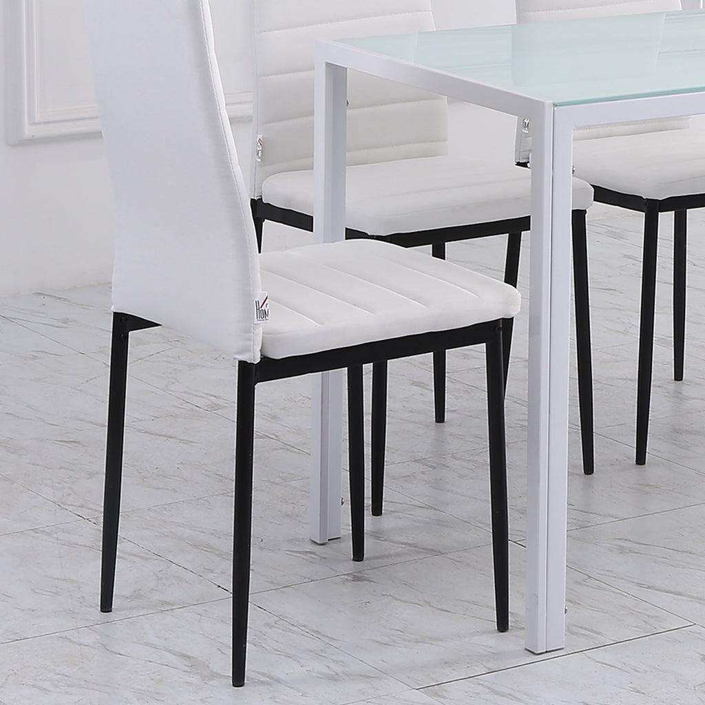 EasyComfort Set 4 Sedie per Soggiorno Imbottite in Tessuto, Sedie Sala da Pranzo Moderne with Gambe in Metallo, Capacità 120 kg, white