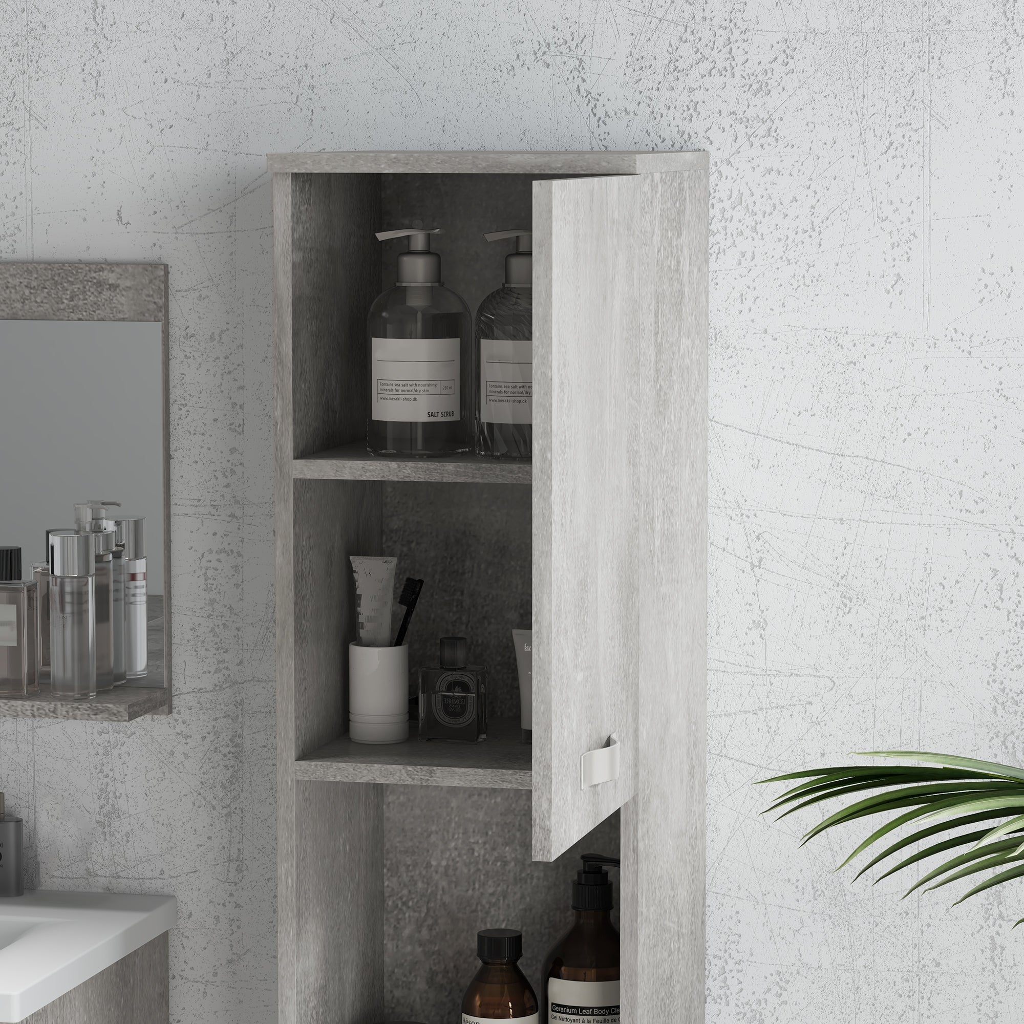 EasyComfort Badkamermeubelset 4-delig met wastafel 60 cm, grijs