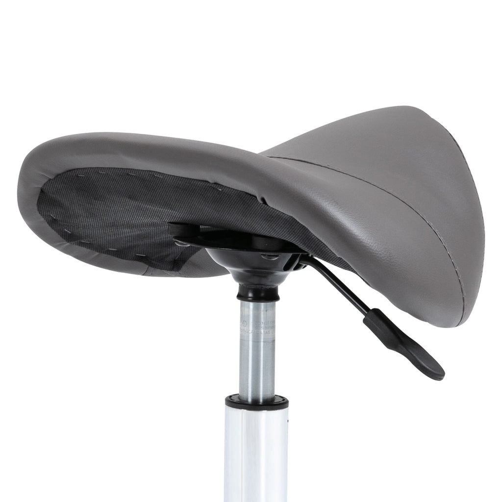 Easycomfort Sgabello da Lavoro a Sella with Ruote e Altezza Regolabile per Negozi Parrucchiere e Tattoo, 52x53x49-61cm Grigio