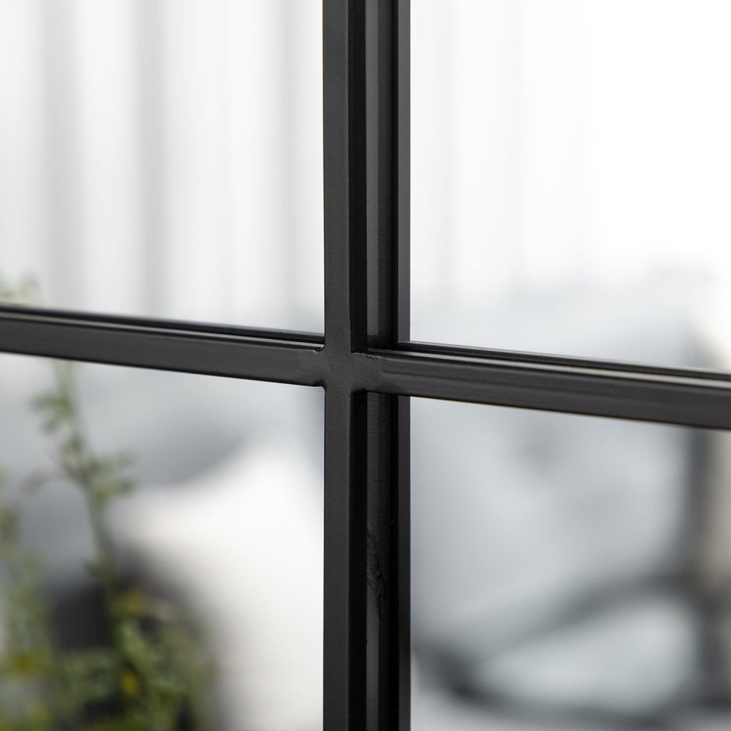 Easycomfort Specchio Moderno wall-mounted e a forma di Arco 70x50 cm per Camera da Letto e Soggiorno, in Metallo black e Vetro