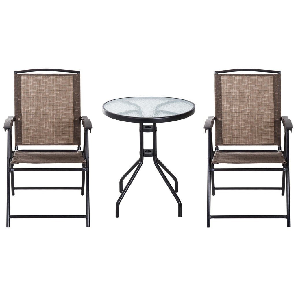 EasyComfort Tavolino tuintafelset 3-delig (tafel Ø60 cm + 2 inklapbare stoelen)