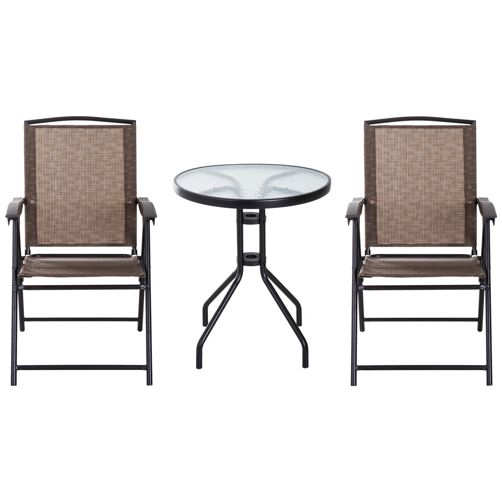 EasyComfort Tavolino tuintafelset 3-delig (tafel Ø60 cm + 2 inklapbare stoelen)