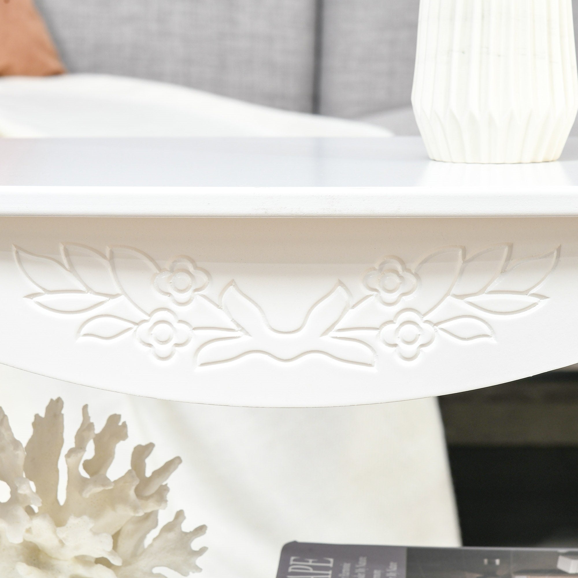 Easycomfort Tavolino da Salotto with Ampio Ripiano Portaoggetti Inferiore in Legno, 94x44x43cm, white