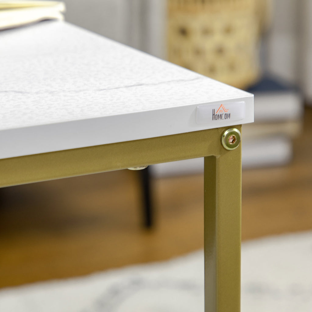 EasyComfort Tavolino da Salotto — Salontafelset 2-delig, stapelbaar, wit/goud