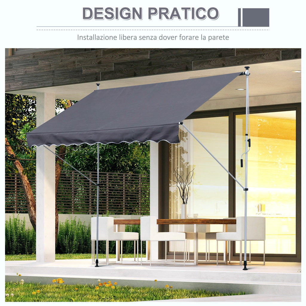Easycomfort Tenda da Sole 3x1.5 m a Bracci with Manovella, Struttura Telescopica in Metallo e Parasole in Poliestere