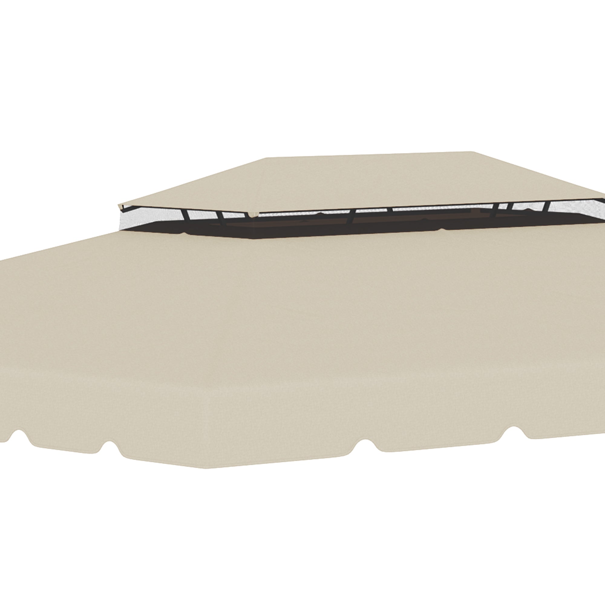 Easycomfort Tettuccio di Ricambio per Gazebo da Giardino 3x4m with Tetto a 2 Livelli in Poliestere Beige
