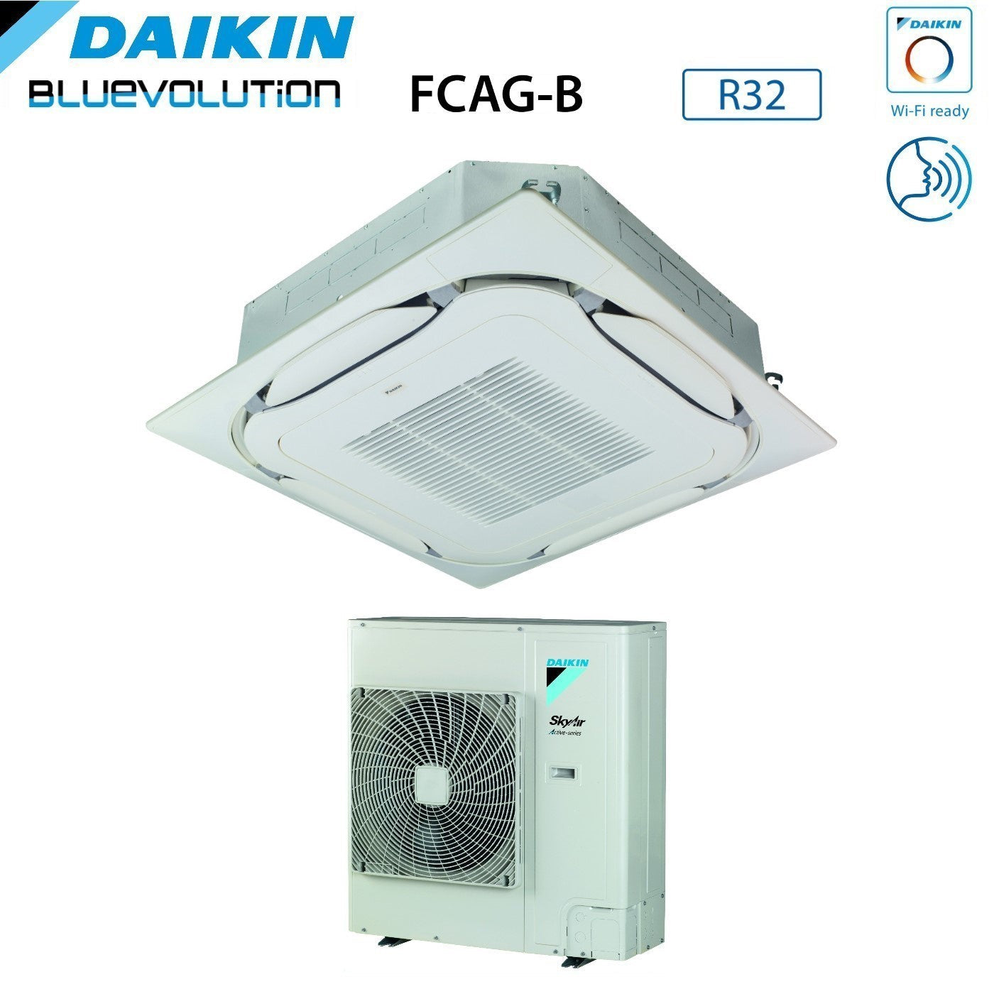 Daikin Bluevolution Round Flow Cassette Air Conditioner 36000 BTU FCAG100B + AZAS100MV1 R-32 Wi-Fi Optional with Standard Grille Included
