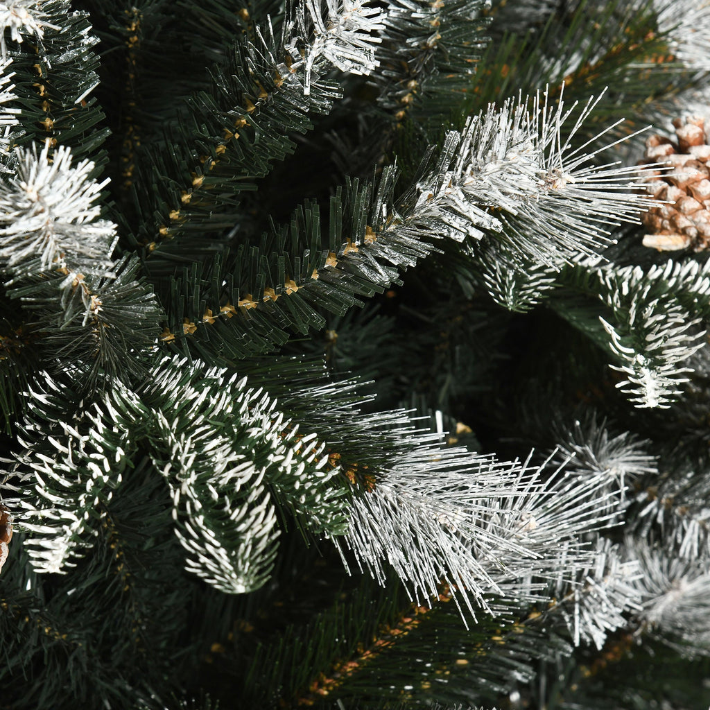 Easycomfort Albero di Natale Innevato 180cm with Bacche Rosse e Pigne Bianche, Base Rimovibile Pieghevole, 678 Rami, Verde