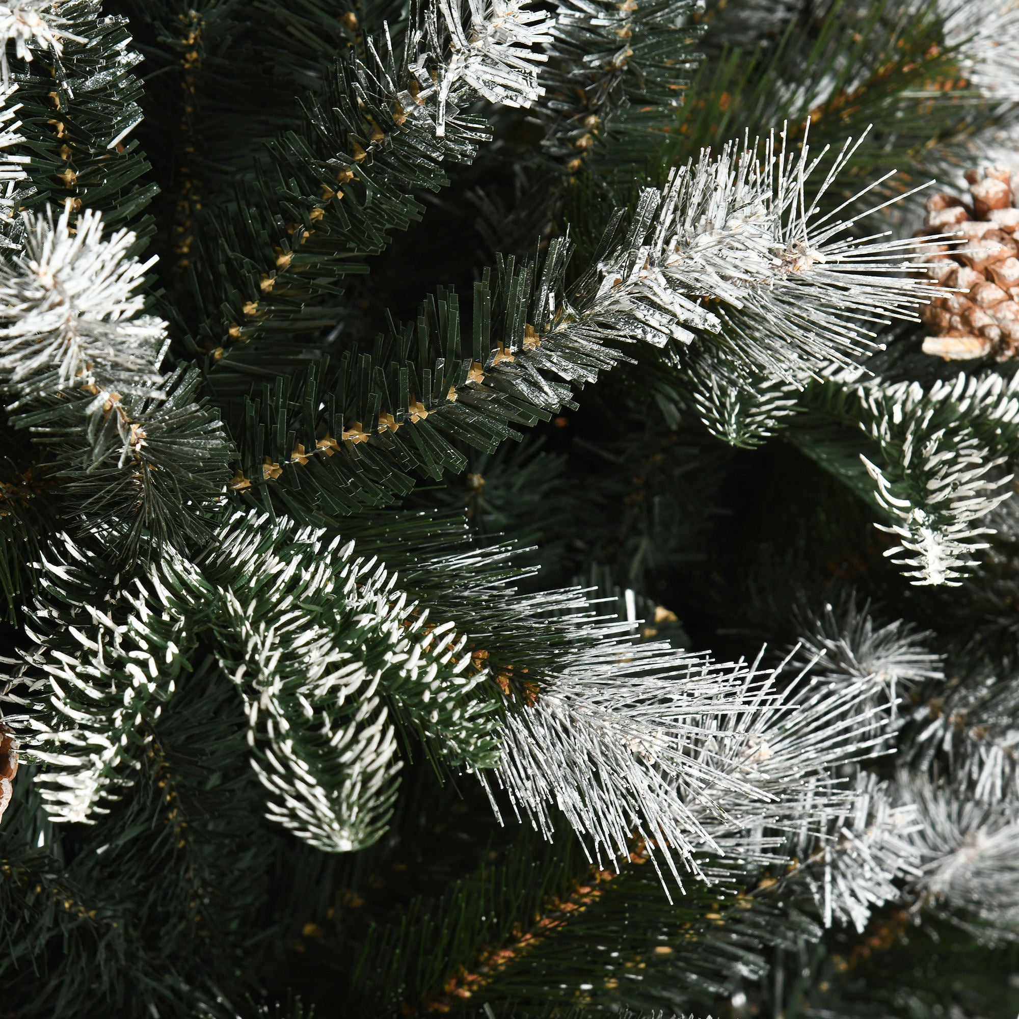 Easycomfort Albero di Natale Innevato 180cm with Bacche Rosse e Pigne Bianche, Base Rimovibile Pieghevole, 678 Rami, Verde