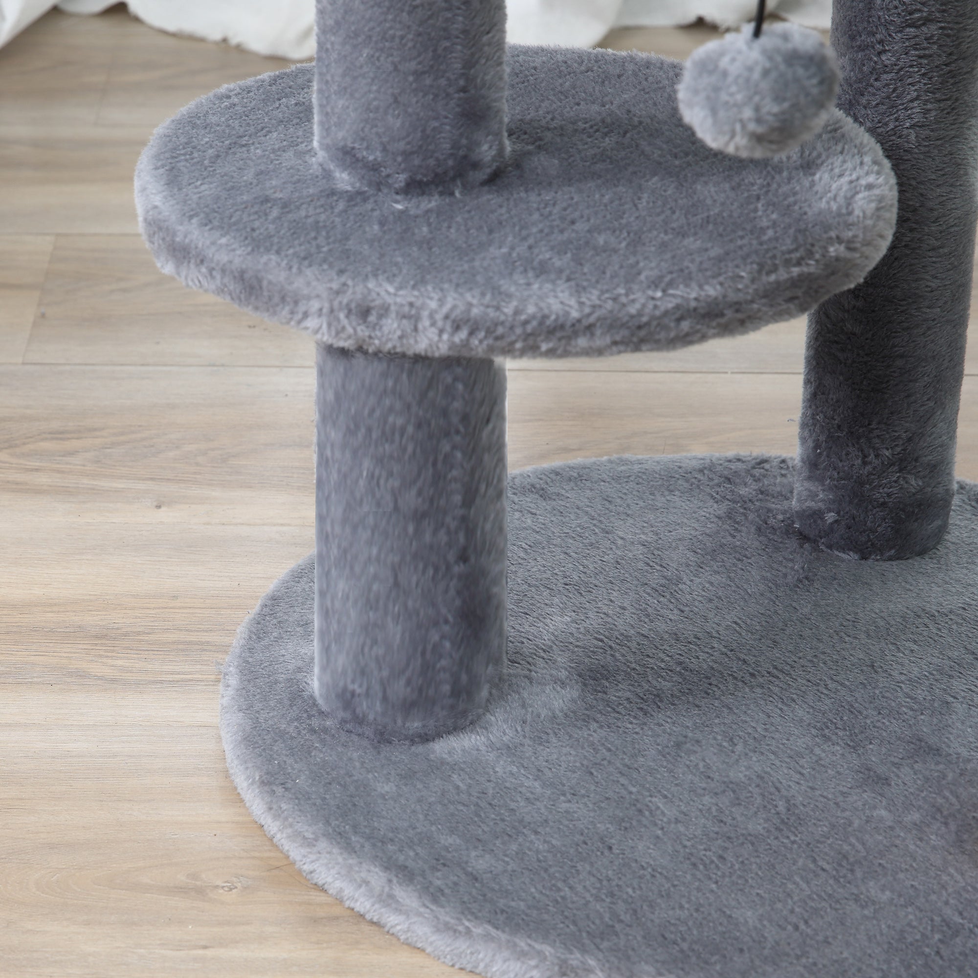 EASYCOMFORT Scratching Tree for 1-2 Cats weighing 4.5kg, Gym Castle for Cats with 3 Levels, Kennel, Bed and Sisal Rope Pole, Gray 48x48x104cm