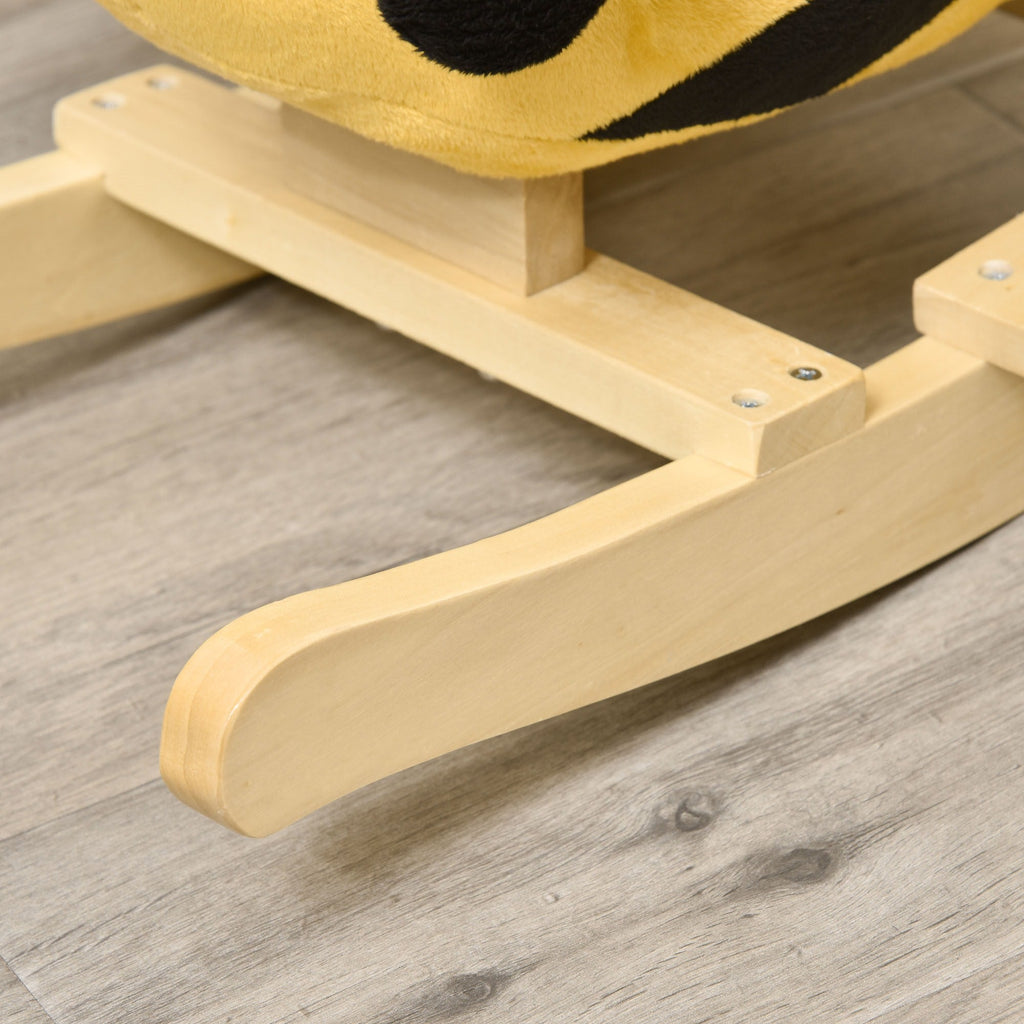Easycomfort Animale a Dondolo per Bambini a forma di Ape in Legno di Pioppo with Musica, 60x33x45 cm, Giallo e black