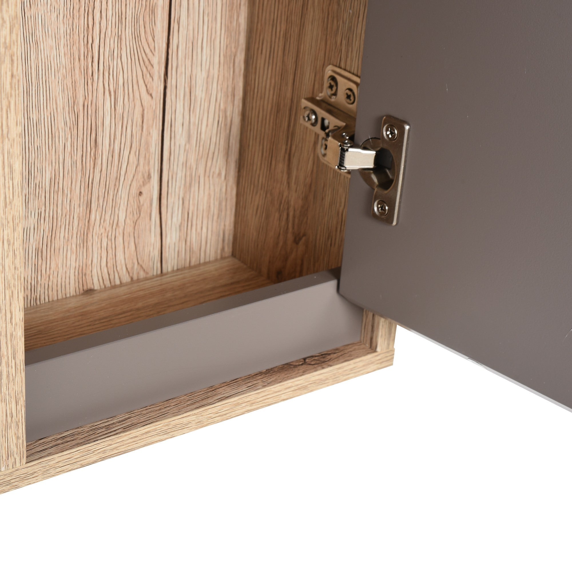 EasyComfort Mobiletto Bagno Salvaspazio da Bagno Sospeso with Specchio e Armadietto, incluso Ripiano Regolabile, Grigio e Rovere