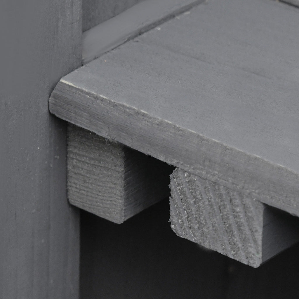 Easycomfort Armadio da Giardino a 2 Ripiani in Legno di Abete with Tetto Apribile, 74x43x88 cm, Grigio Scuro