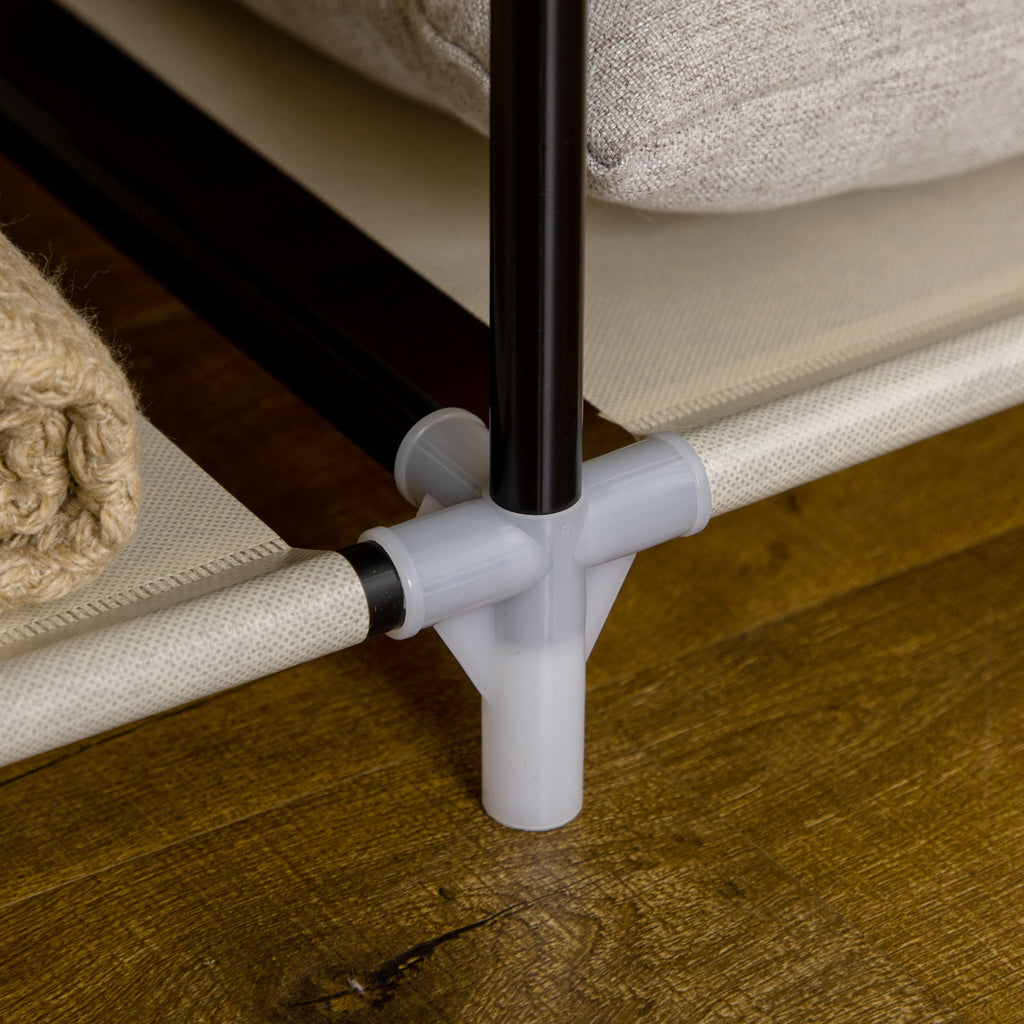 Easycomfort Armadio in Tessuto with 8 Ripiani e 2 Barre with Porta Avvolgibile, 125x46x162.5cm, Beige