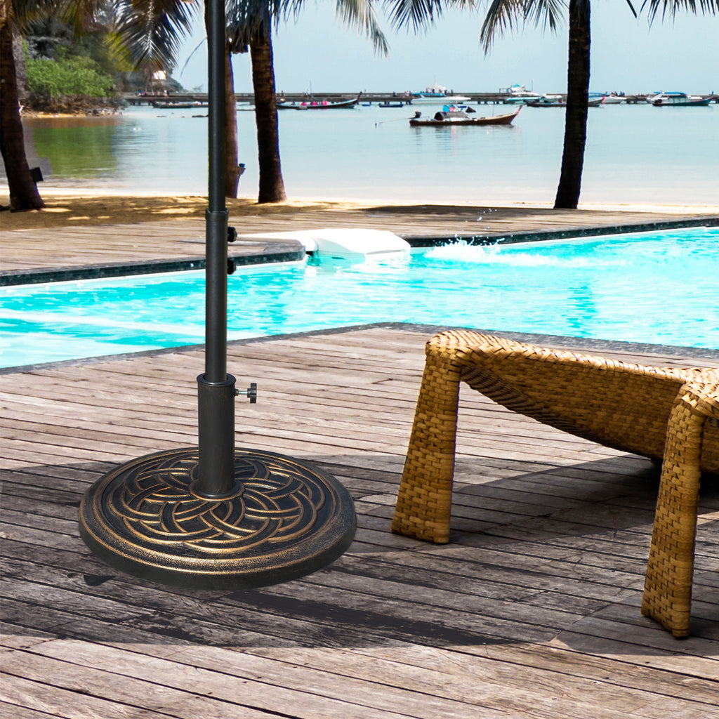 Easycomfort Base per Ombrellone Rotonda da 12kg in Resina with Decorazione, per Pali da 38mm e 48mm, Φ45x33cm, Bronzo