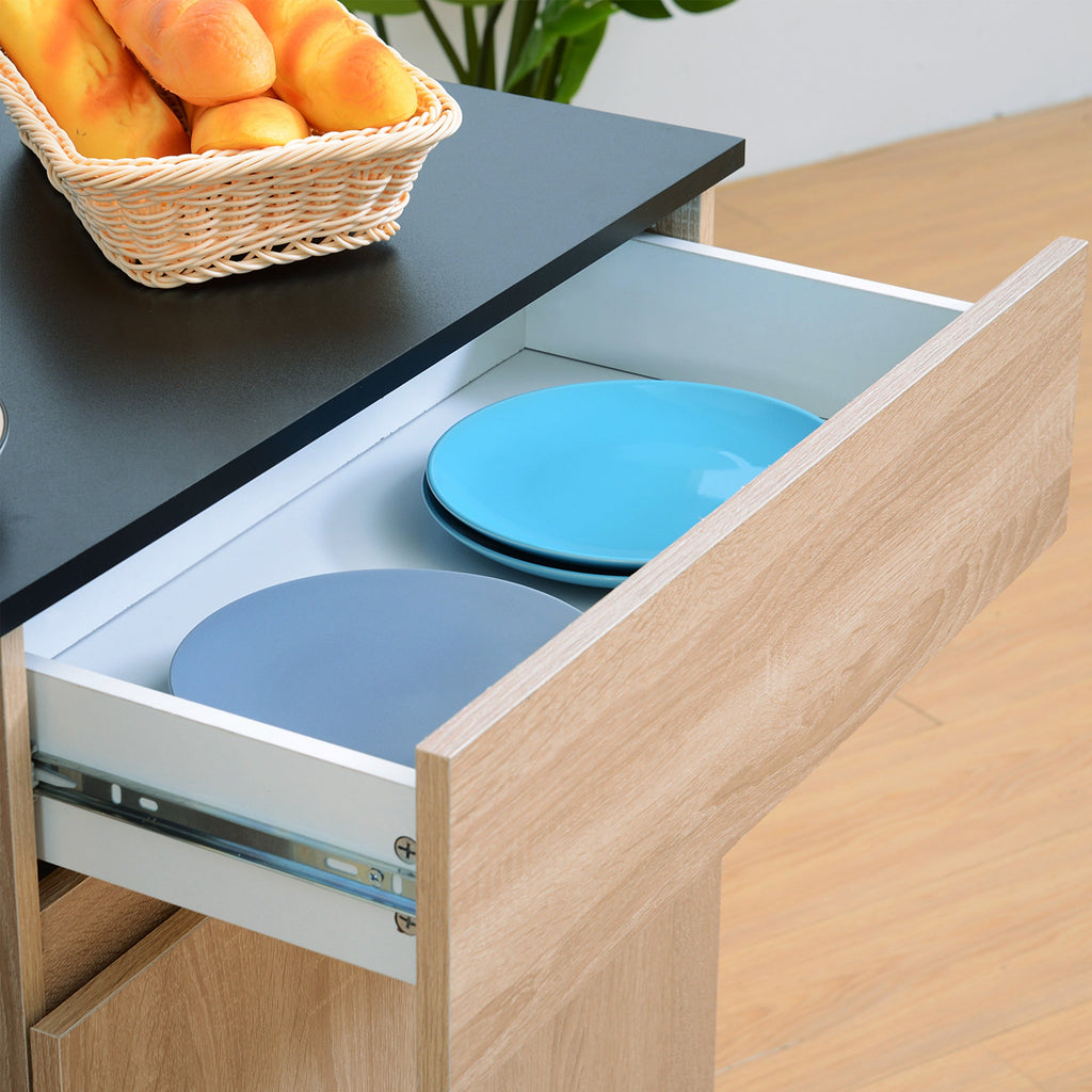 Easycomfort Carrello da Cucina with Ruote, Carrello Cucina with Cassetti Armadietto in Legno Truciolato 78x39.5x88.5cm