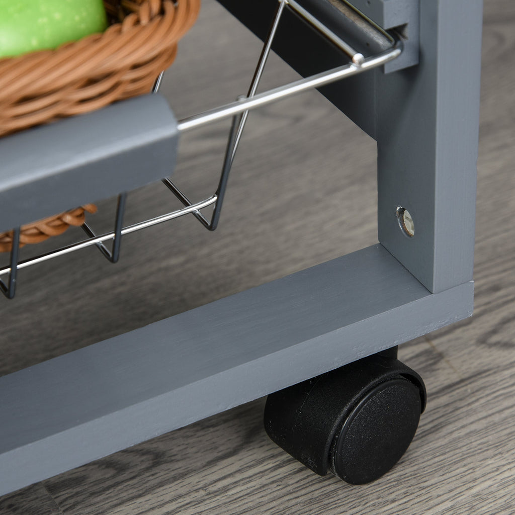 EasyComfort keukentrolley donkergrijs met 1 lade en 4 metalen manden