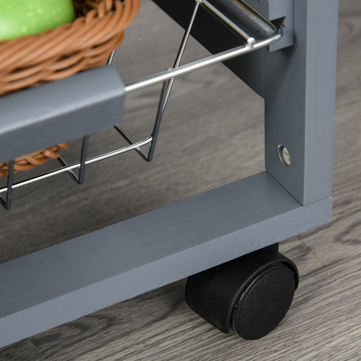EasyComfort keukentrolley donkergrijs met 1 lade en 4 metalen manden