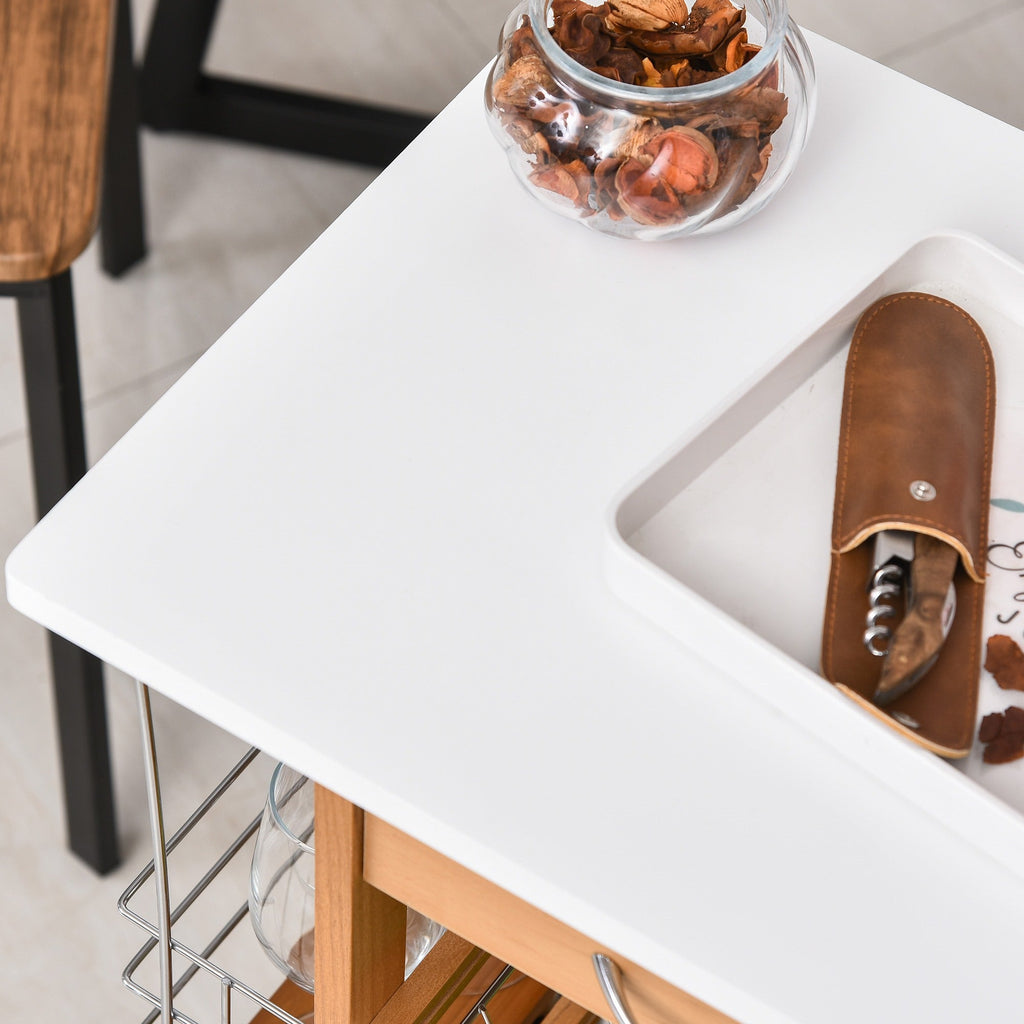 EasyComfort Keukentrolley bruin hout — 1 lade, 4 metalen manden