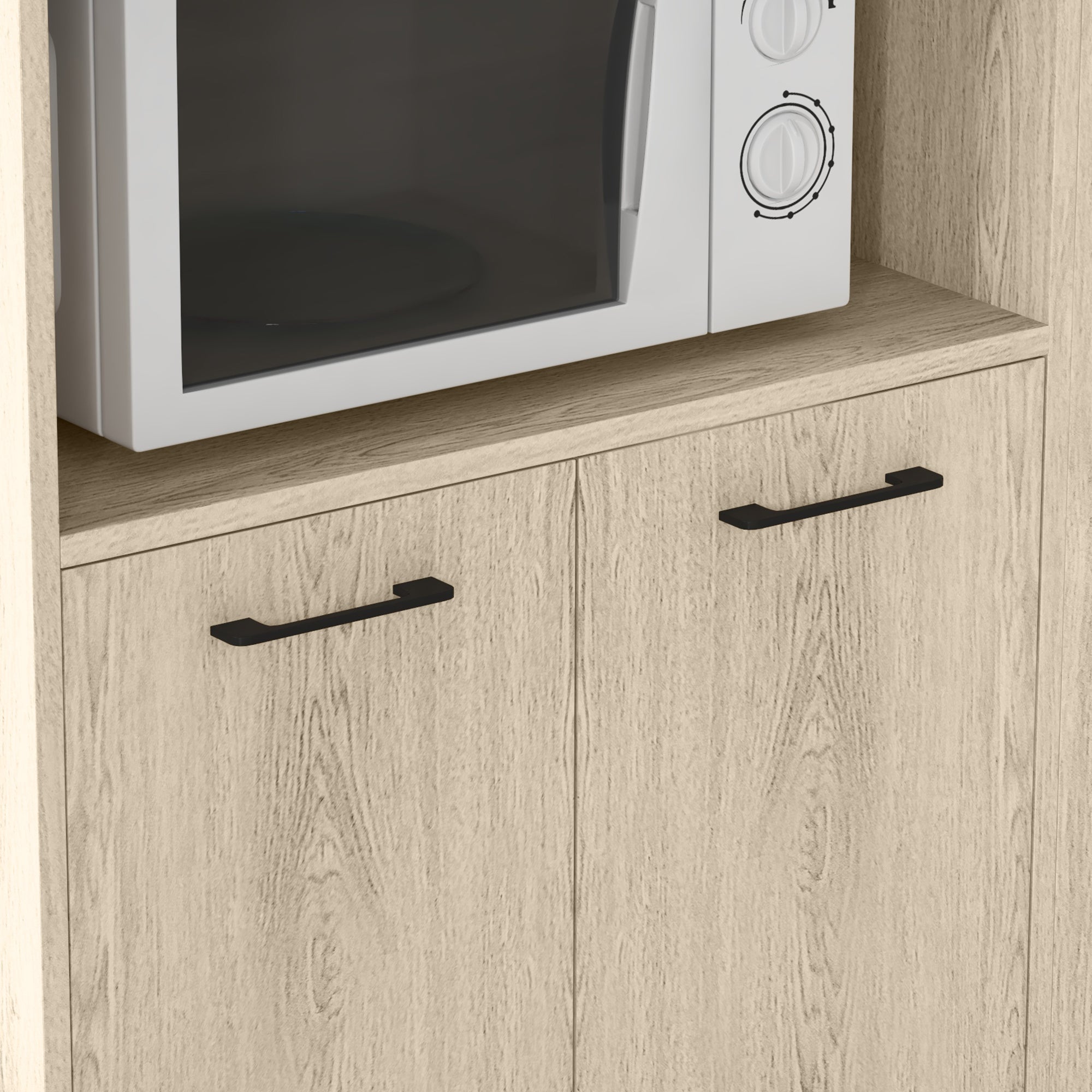 Easycomfort Carrello da Cucina in Truciolato with Ripiano Aperto, Armadietto a 2 Ante e Scaffale Laterale, 75x40x80.5 cm