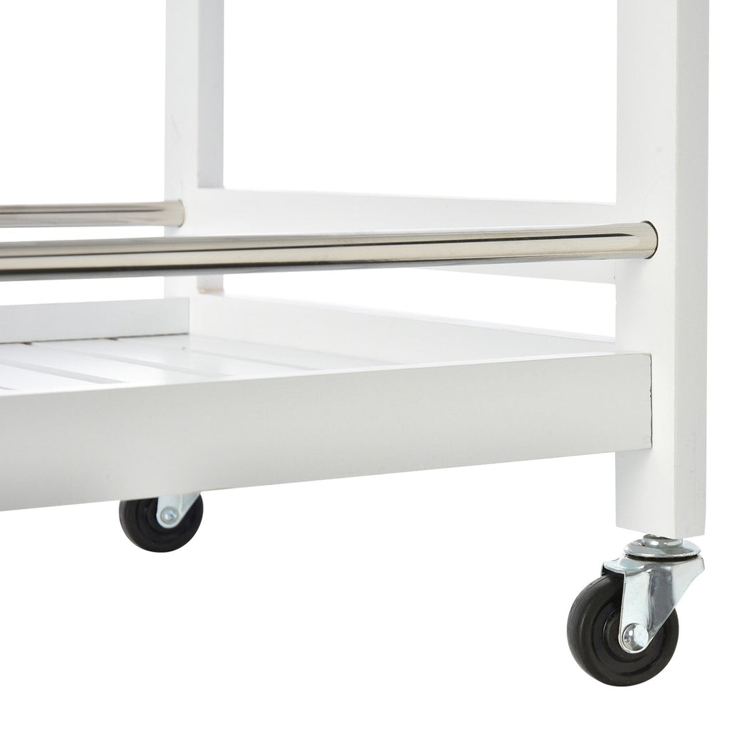 Easycomfort Carrello da Cucina Portavivande in Legno with 3 Ripiani e Ruote, 45x38x78cm, white