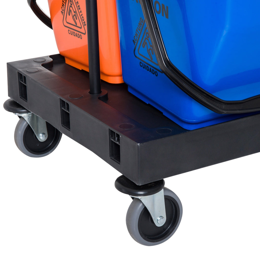 Easycomfort Carrello Pulizie Professionale a 3 Ripiani with Sacco per Immondizia, Ganci per Scopa, Secchio Lavapavimenti with Strizzatore per Mocio e 5 Ruote, per Hotel e Albergo, 111x63.3x103 cm, black