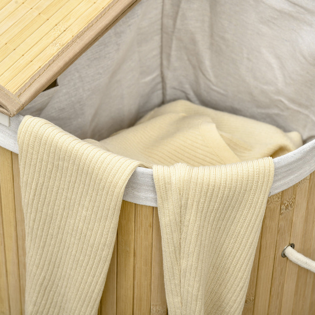 Easycomfort Cesto Portabiancheria a 2 Sezioni, 2 Coperchi e Capacità 100L with Sacca Interna Removibile, 62.5x37x60.5 cm