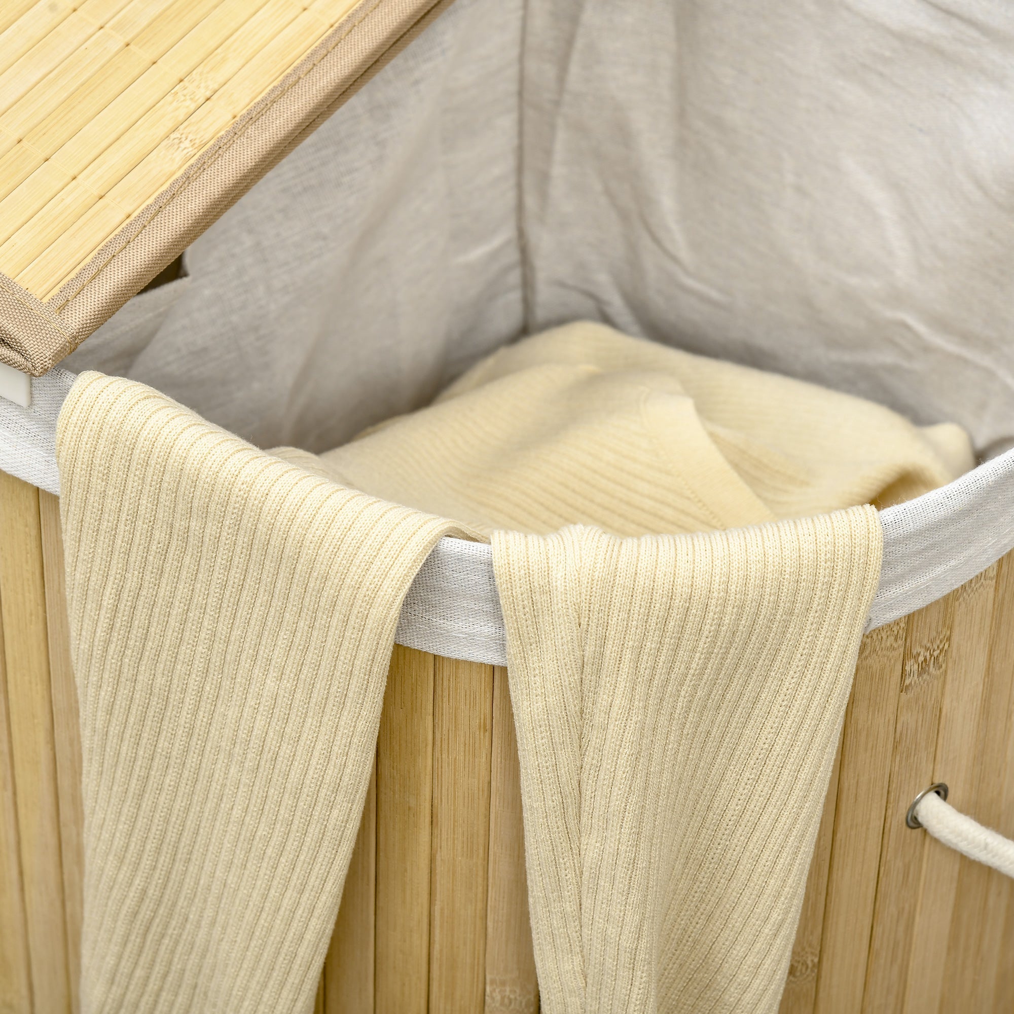 Easycomfort Cesto Portabiancheria a 2 Sezioni, 2 Coperchi e Capacità 100L with Sacca Interna Removibile, 62.5x37x60.5 cm