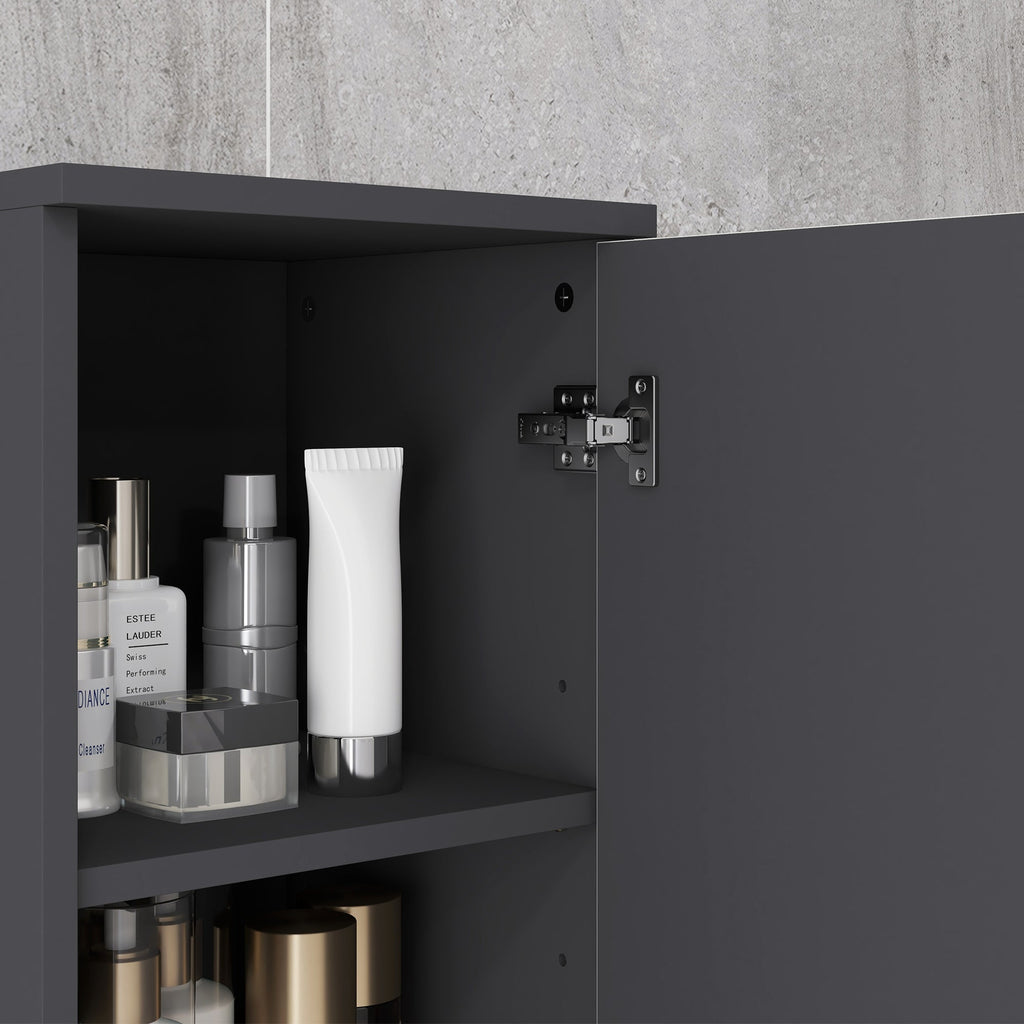 Easycomfort Colonna Bagno in Truciolato with 2 Ripiani Aperti e 2 Armadietti a 2 Livelli, 30x30x183 cm, Grigio
