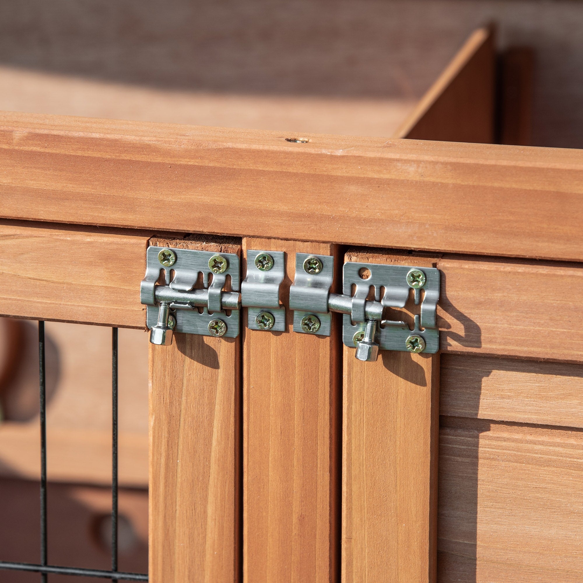 Easycomfort Conigliera in Legno a 2 Livelli with Ruote, Vassoio Estraibile e Rampa, 122x50x101cm
