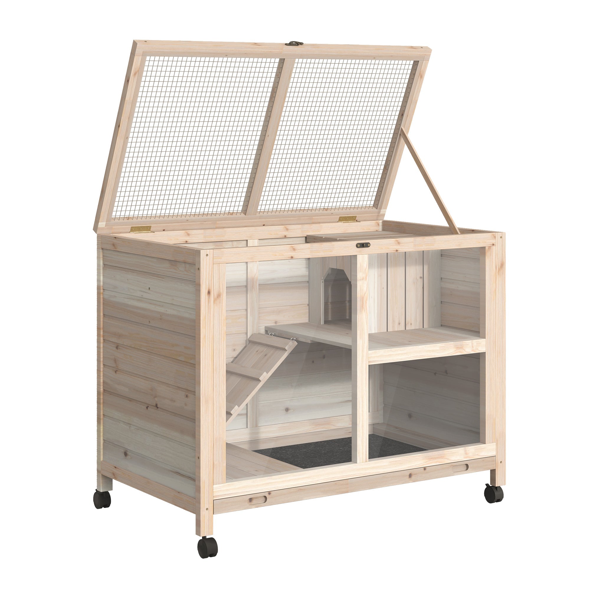EasyComfort 2‑laags konijnenhok van vurenhout 91.5x53.3x73cm