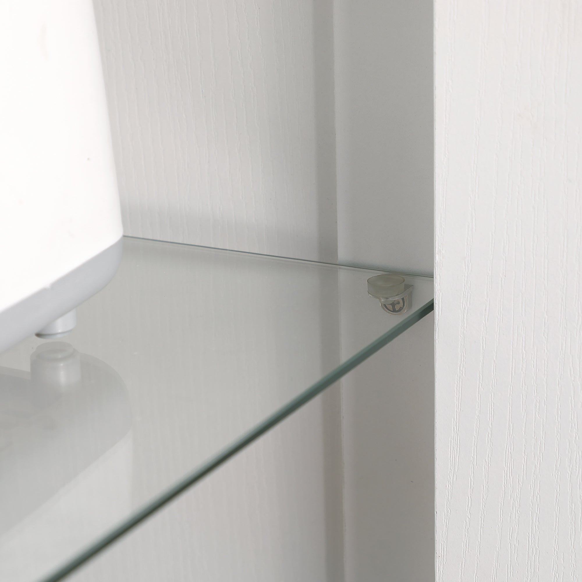 Easycomfort Credenza Moderna a 2 Ante with Mensole Regolabili in Legno e Vetro, 76x36x160cm, white