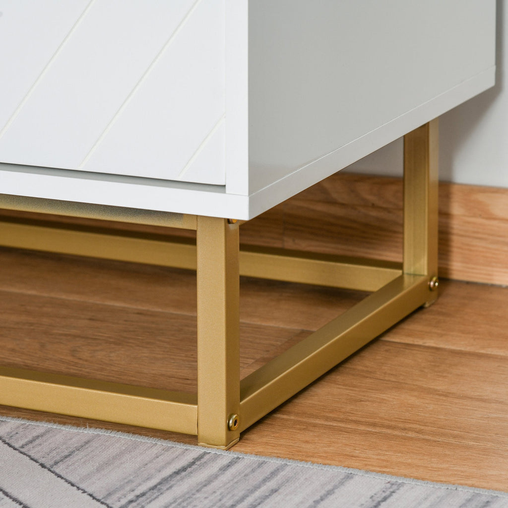 Easycomfort Credenza Moderna Bianca, Credenza Bassa Buffet per Cucina o Sala da Pranzo with 3 Cassetti e 2 Ante, 120x40x76cm