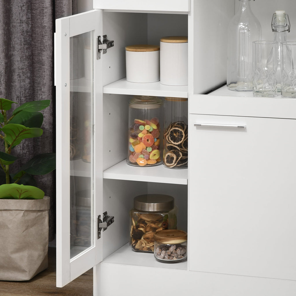 Easycomfort Credenza Moderna with Armadietti e Cassetto in Legno e Vetro, 60x40x95cm, white