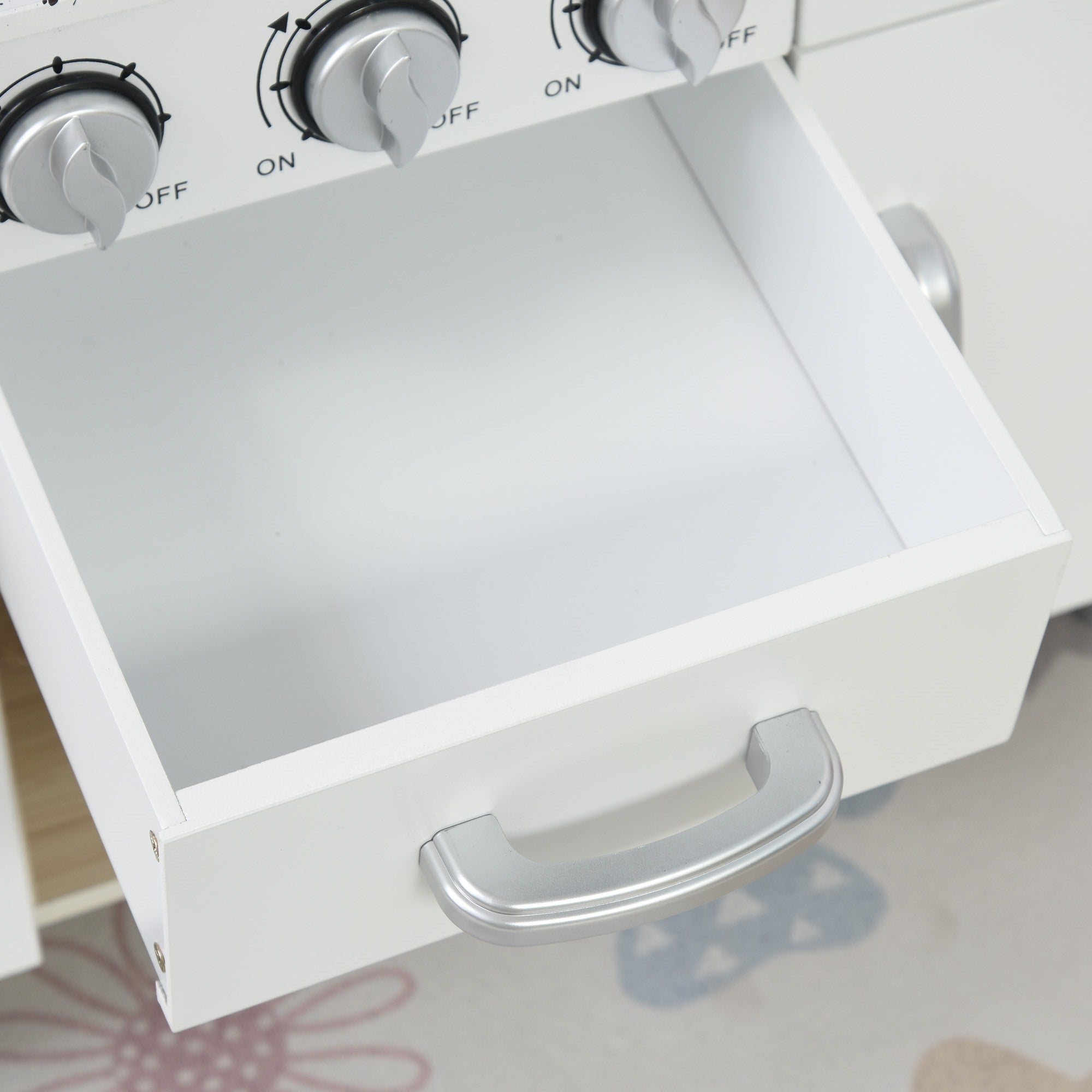 Easycomfort Cucina Giocattolo in Legno per Bambini with Lavandino e Fornelli, Pentole e Utensili in Acciaio, 74x30x81cm, white