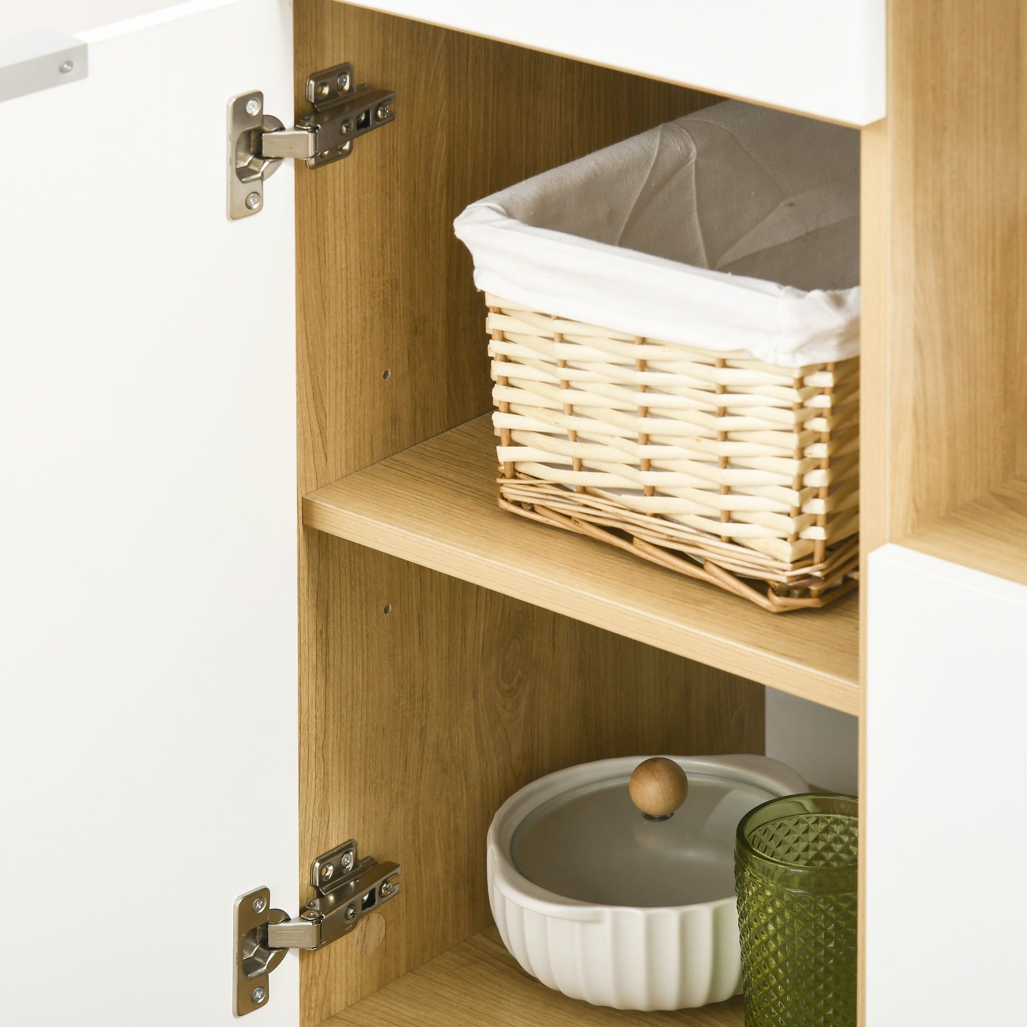 Easycomfort Dispensa da Cucina in Truciolato with Armadietti, Cassetti, Ripiani Regolabili e Appendino, 93x40x180 cm